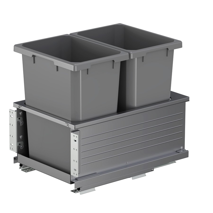 ENVI BMT Planero 18" Double 50 Quart Bottom Mount Waste Container Carbon Steel Gray Vauth-Sagel