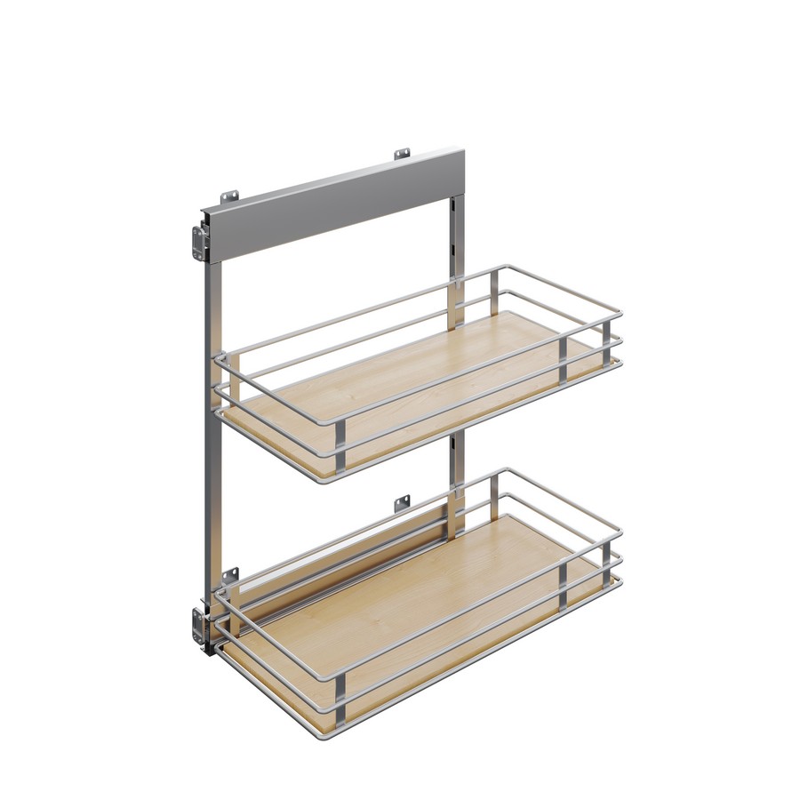 SUB SIDE Scalea 12" X 30-1/2" Two Basket Base Cabinet Organizer Platinum/Maple Vauth-Sagel
