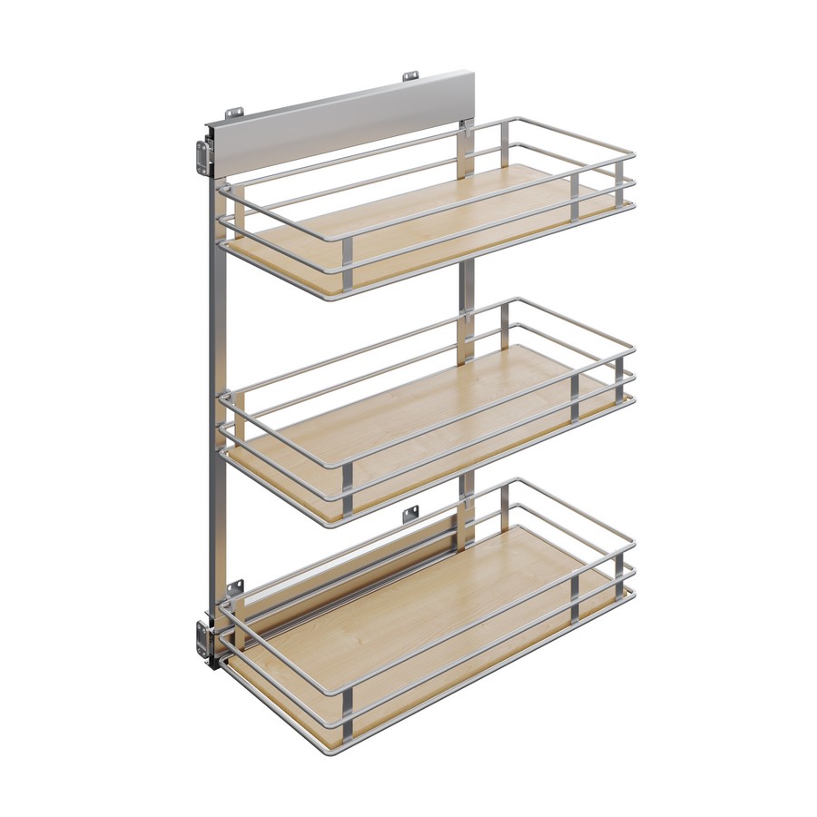 SUB SIDE Scalea 12" X 30-1/2" Three Basket Base Cabinet Organizer Platinum/Maple Vauth-Sagel