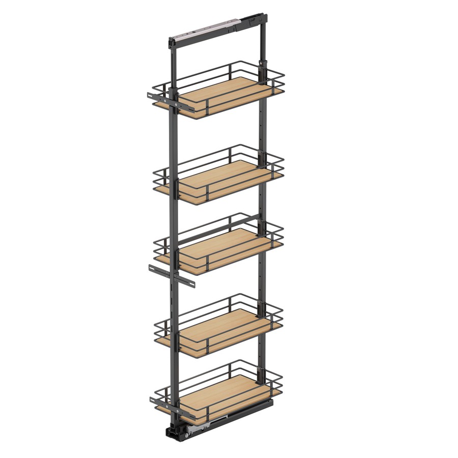 TAL Pantry Scalea 18" 3 Basket Pull-Out 37-1/2" - 47-1/4" Carbon Steel Gray/Maple Vauth-Sagel