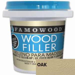 FamoWood 40042128 Wood Filler, Water Based, Oak, 6 oz. (1/4 Pint)