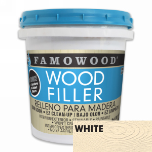 FamoWood 40022144 Wood Filler, Water Based, White, 24 oz (1 Pint)