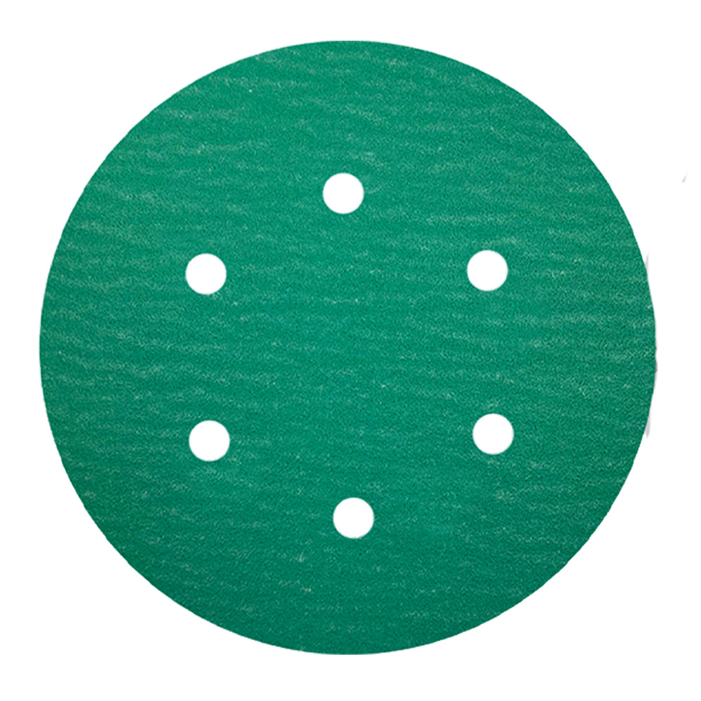 6" Emerald Abrasive Discs Aluminum Oxide on Film 6-Hole PSA 80 Grit 100/Box WE Preferred