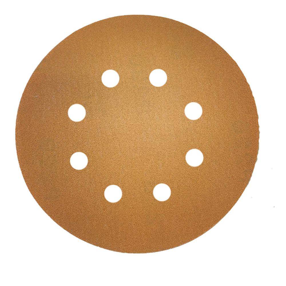 5" Gold Abrasive Discs Aluminum Oxide on C-Weight Paper 8-Hole Hook and Loop 120 Grit WE Preferred