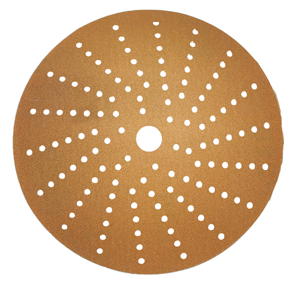 6" Gold Abrasive Discs Aluminum Oxide on C-Weight Paper Multi Hole 80 Grit 50/Box WE Preferred