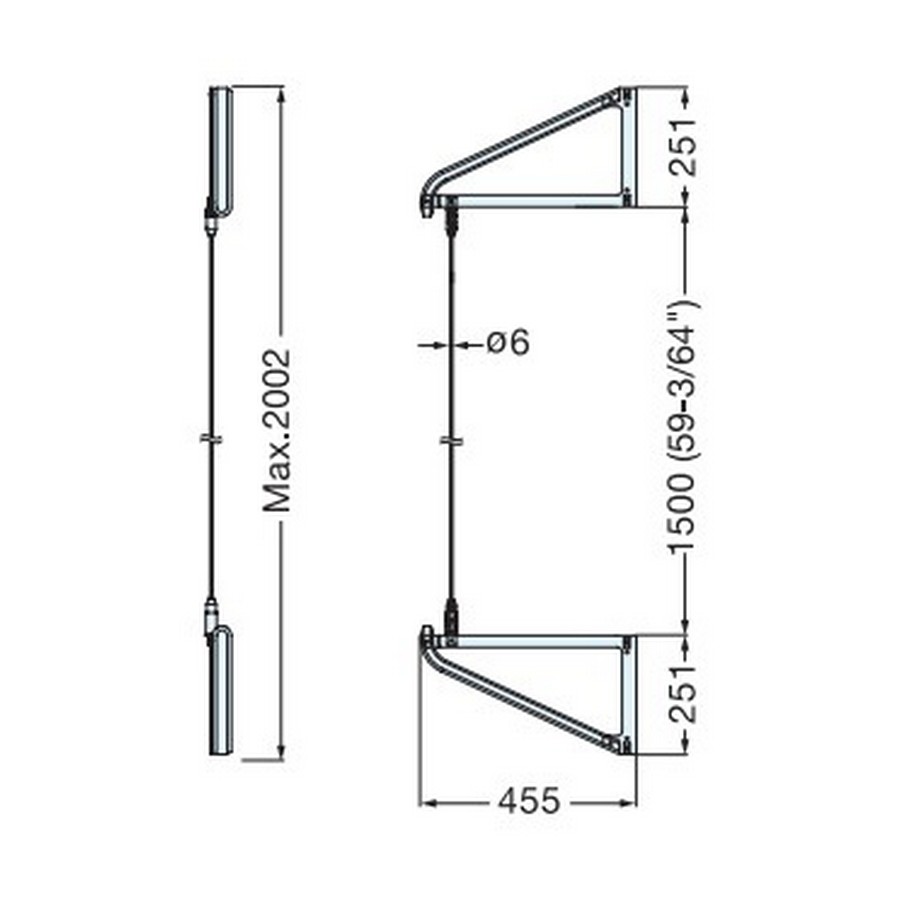 Type B Wire Kit for Main Frame 2002mm Matte Chrome Sugatsune XL-US02-S011