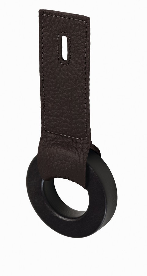 Beech Wood Tie and Belt Hanger with Leather Support 2-11/16" X 6-1/8" Wenge/Moka Brown Leather Salice YE80DBAA09A1B
