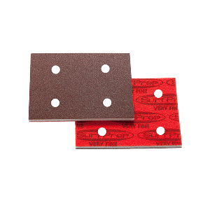 SurfPrep 3"x4" Red Aluminum Oxide Foam Abrasives Pad, Fine, 4 Hole