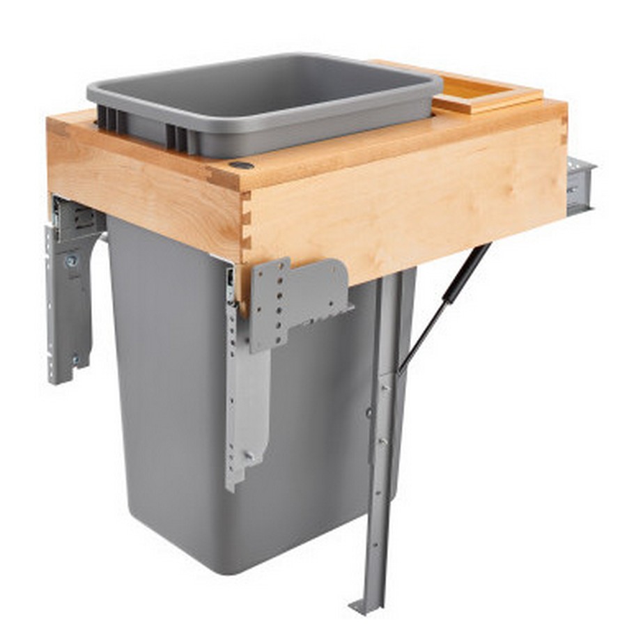 4WCTM Top Mount Single 50 Quart Waste Container with Rev-A-Motion Maple Rev-A-Shefl 4WCTM-RM-1850DM-1