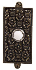 Emenee DB1005ABB, Doorbell, Floral, Antique Bright Brass, Solid Brass Doorbell