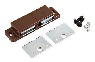 2-7/8 L, Plastic Double Magnetic Catch with Strike Plate, Pull Force 10lb, Brown Engineered Products (EPCO) 1015-BR-P