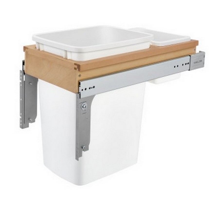 4WCTM Top Mount Single 35 Quart Waste Container for 1-5/8" Face Frame Cabinet Maple Rev-A-Shelf 4WCTM-12DM1-162