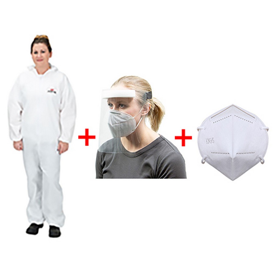 Emergency Kit 2 Size 2XL - Coveralls, Face Shield and KN95 Face Masks-Box of 10 WE Preferred EMERGENCYKIT22XL