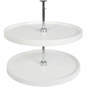 32" Polymer Full Circle 2 Shelf Lazy Susan White Independent Rotating Knape and Vogt PFN32ST-W