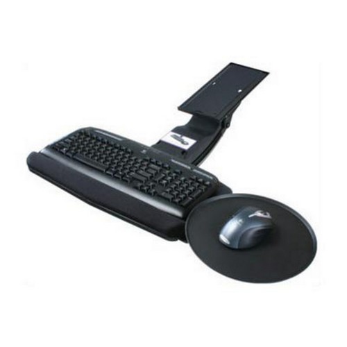 Keyboard Arm and Tray with Palm Rest and Swivel Mouse Pad Black, Knape and Vogt SD-23