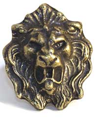 Emenee MK1035ABR, Knob, Lion Head, Antique Matte Brass