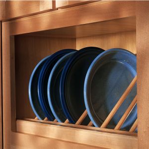 Omega National P2203HUF2, 36in Plate Display Rack - Angled, Hickory, 1-Pair (front/back)