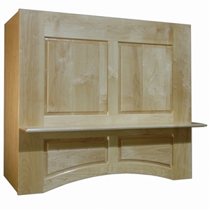 Baxter Arched 48" Wide Maple Wood Mantel Style Wood Range Hood with Broan Liner Omega National R2748SMB1MUF1