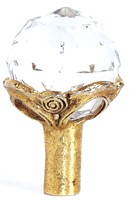 Emenee OR169ABB, Knob, Large Round Crystal, Antique Bright Brass