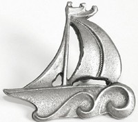 Emenee OR209ABS, Knob, Sailboat, Antique Bright Silver