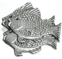 Emenee OR210ABB, Knob, School Of Fish (L), Antique Bright Brass