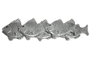 Emenee OR219AMS, Pull, School Of Fish (L), Antique Matte Silver