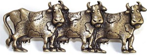 Emenee OR252AMG, Pull, 3 Cows (R), Antique Matte Gold