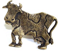 Emenee OR253ABR, Knob, Cow (R), Antique Matte Brass