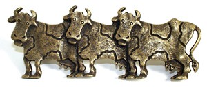 Emenee OR254ABB, Pull, 3 Cows (L), Antique Bright Brass