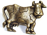 Emenee OR255ABB, Knob, Cow (L), Antique Bright Brass