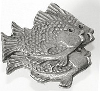 Emenee OR285ABB, Knob, School Of Fish (R), Antique Bright Brass