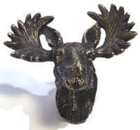 Emenee OR371ABS, Knob, Moose Head, Antique Bright Silver