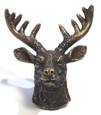 Emenee OR372ABB, Knob, Elk Head, Antique Bright Brass