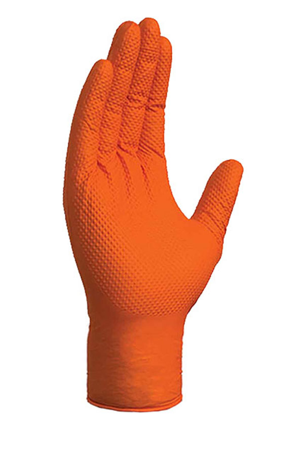 Heavy Weight Orange Nitrile Gloves Size Large Box of 50 WE Preferred 0899470122