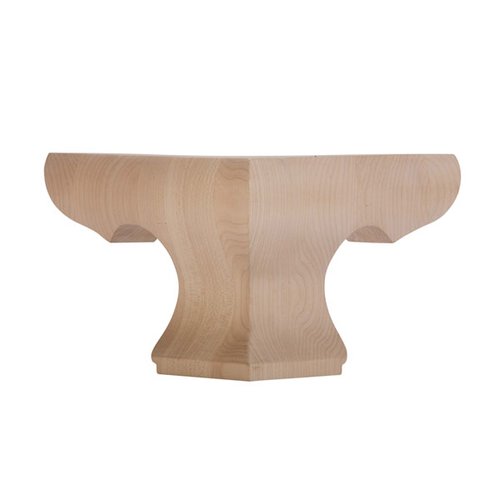 Pedestal Corner Machined Wood Bun Foot 6" W x 4-1/2" H Maple Grand River BFPED-C-M