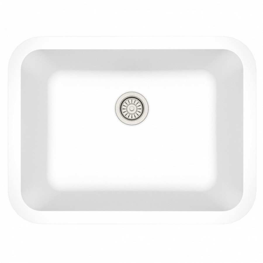 24" Seamless Undermount Single Bowl Quartz Kitchen Sink White Karran Q-320-WH
