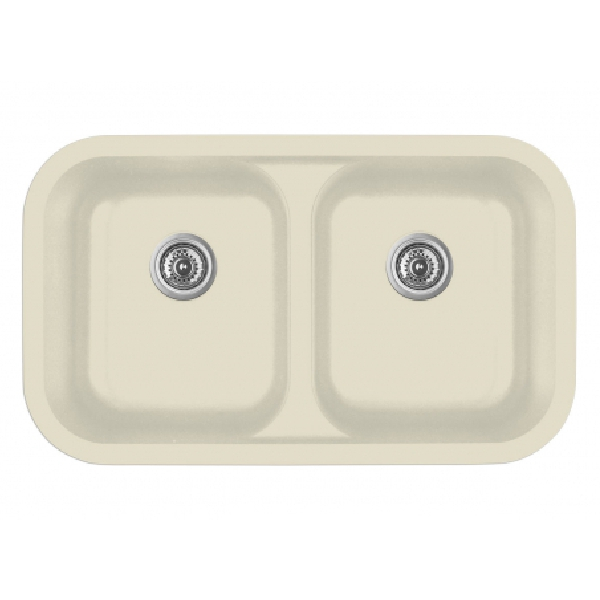 32" Seamless Undermount Double Equal Bowl Quartz Kitchen Sink Bisque Karran Q-350-BI