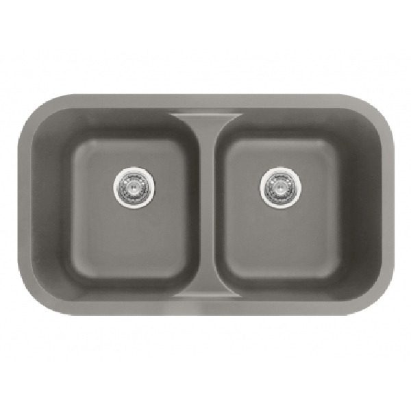 32" Seamless Undermount Double Equal Bowl Quartz Kitchen Sink Concrete Karran Q-350-CN