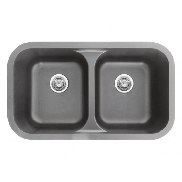 32" Seamless Undermount Double Equal Bowl Quartz Kitchen Sink Grey Karran Q-350-GR