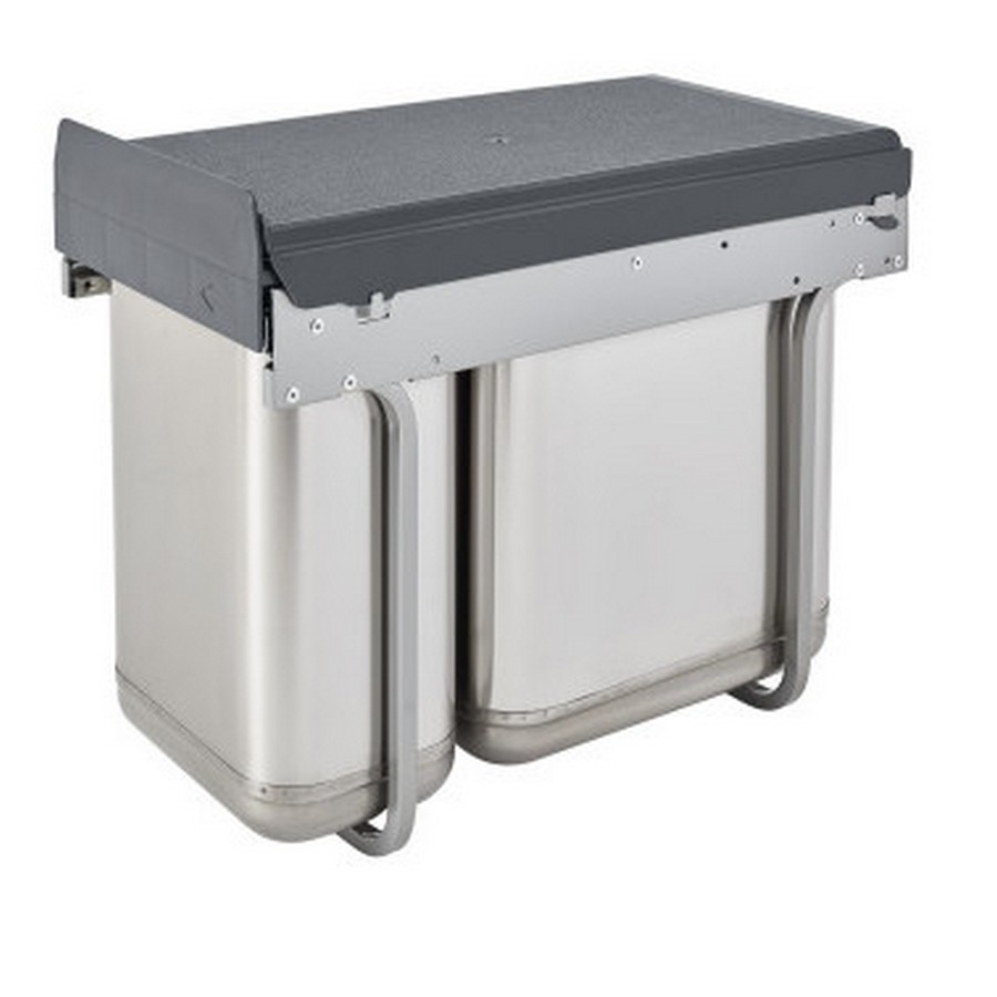 Top Mount Double 10 Liter/20 Liter Pullout Under-Sink Waste Container Stainless Steel Rev-A-Shelf 8-785-30-2SS