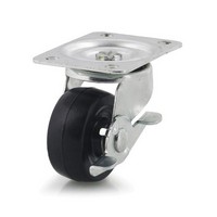 DH Casters C-GD25HRSB, Plate Mount Swivel & Rigid Caster, Medium Duty, 2-1/2, 200lb Capacity, Plate Size 2-3/4 x 3-27/32in
