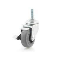 DH Casters C-L20T1MSB, Threaded Stem Mount Swivel Caster, Light Duty, 2in, 66lb Capacity, with Brake