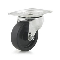 DH Casters C-GD40PS, Plate Mount Swivel & Rigid Caster, Medium Duty, 4in, 225lb Capacity, Plate Size 4 x 5-1/18in