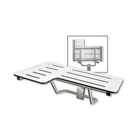 Harney Hardware 19071, Fold Up Shower Bench, Reversible, Right Handed, Phenolic Seat, Ada, Stainless Steel Shower Bench, Brushed Stainless Steel, ADA