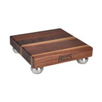 John Boos WAL-12SS 12 L Cutting Board with Stainless Steel Bun Feet, Gift Collection, Blended Walnut, 12 L x 12 W x 1-1/2 Thick