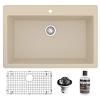 33" Large Single Bowl Quartz Kitchen Sink Kit Bisque Karran QT-812-BI-PK1