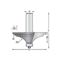 Amana Tool 49560, Handrail/Table Edge Carbide Tip Bit w/ Bottom Mount Ball Bearing Guide, Thumbnail & Bead Edge, 2 Flute, 1/2 Shank
