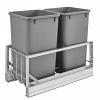 5349 Double 27 Quart Bottom Mount Waste Container Aluminum Rev-A-Shelf 5349-1527DM-217