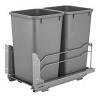 53WC Double 27 Quart Bottom Mount Waste Container Silver Rev-A-Shelf 53WC-1527SCDM-217