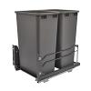 53WC Double 50 Quart Bottom Mount Waste Container Orion Gray Rev-A-Shelf 53WC-2150SCDM-213